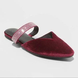 a new day Maxine's Mules - Burgundy Velvet Shoes NWT